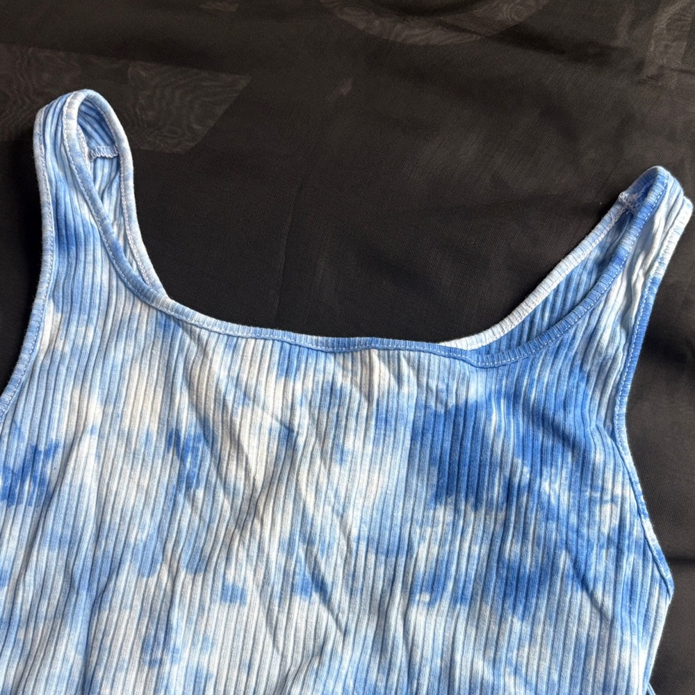 Brand New Bodycon  Ruched Blue Tie-Dye Mini Dress